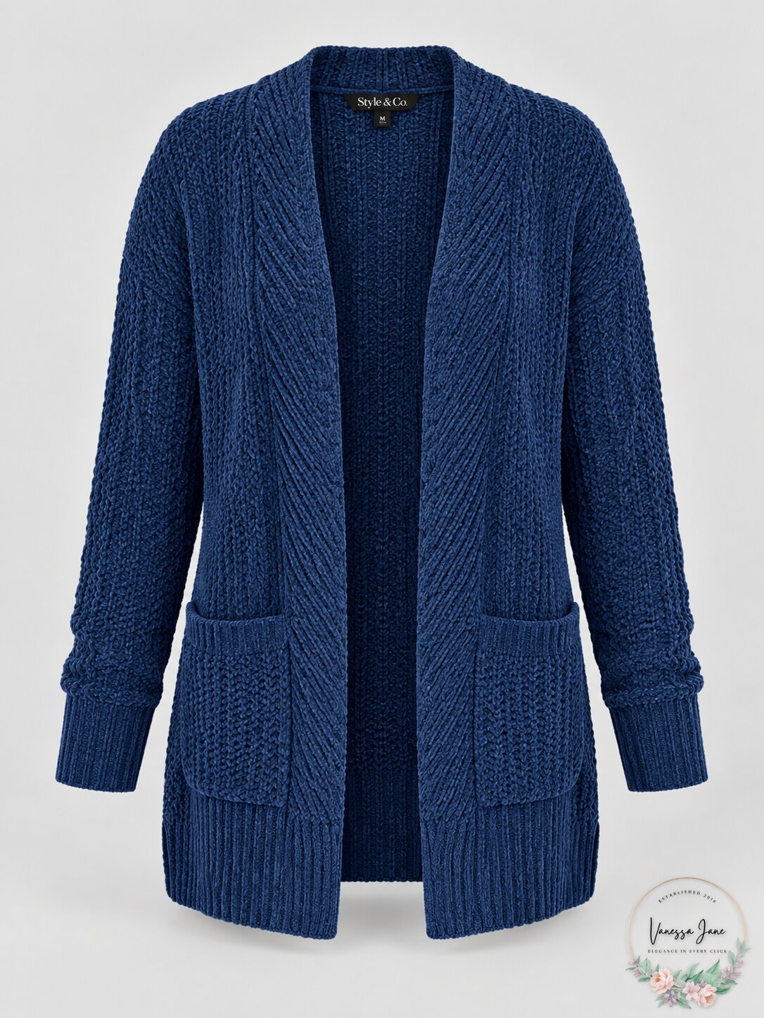 Style and Co Chenille Petites Open-Front Cardigan, Size PS