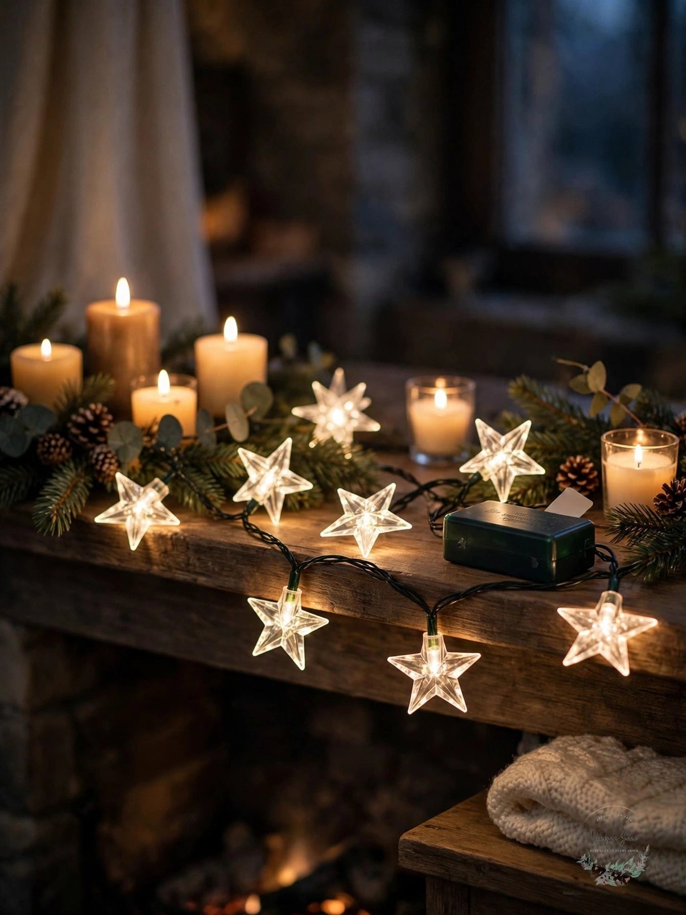 UltraLED Battery Operated Star Twinkle Light String, White, 3.5-Feet