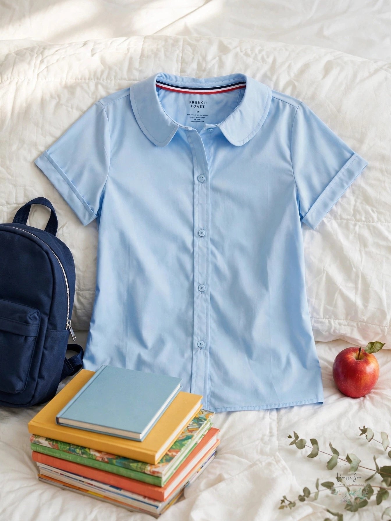 French Toast Girls School Uniform Button Down Short Sleeve Peter Pan Blouse