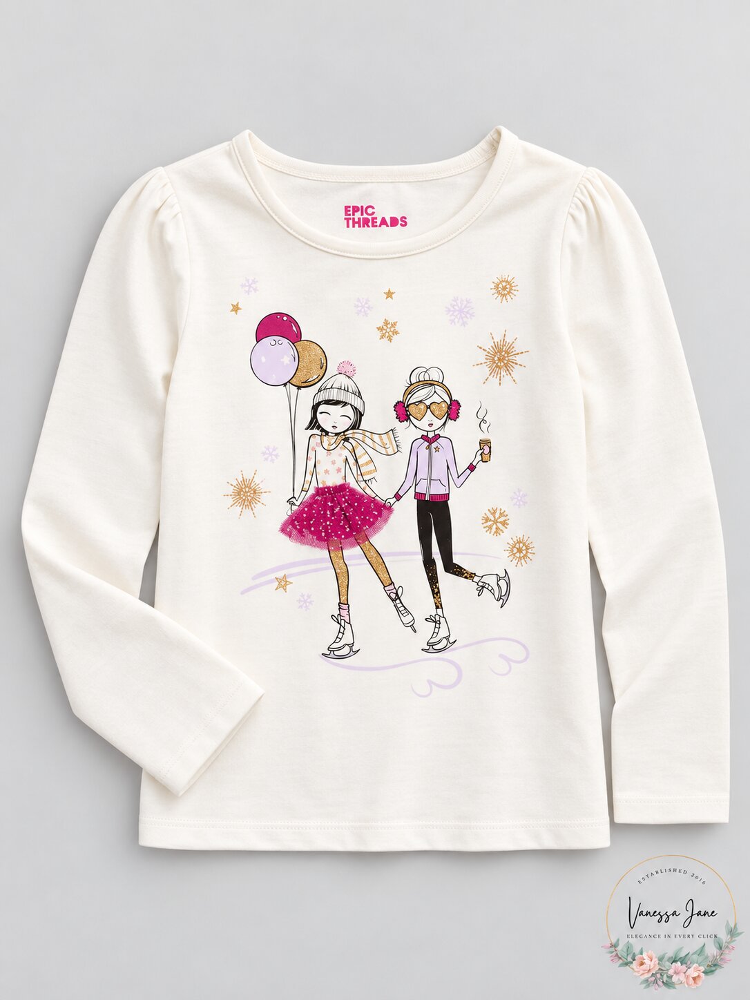 Epic Threads Little Girls Skating Girls T-Shirt, Size 5