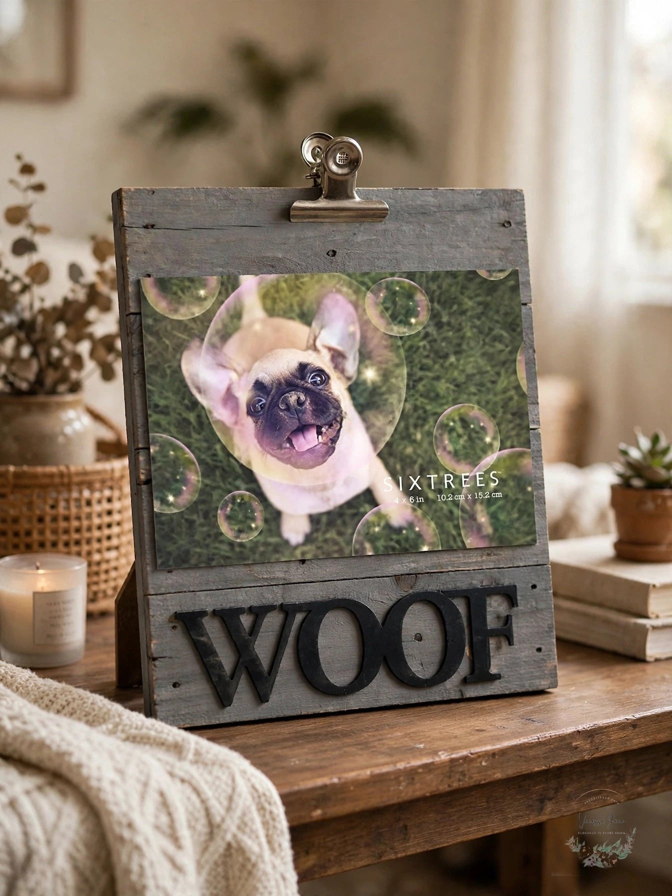 Sixtrees® Woof 4-Inch x 6-Inch Pallet Wood Clip Picture Frame in Grey