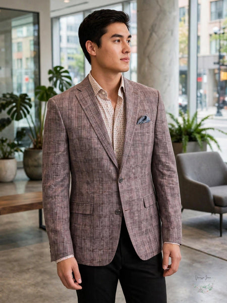 Bar III Regular Men's Active Stretch Slim-Fit Plaid Sport Coat