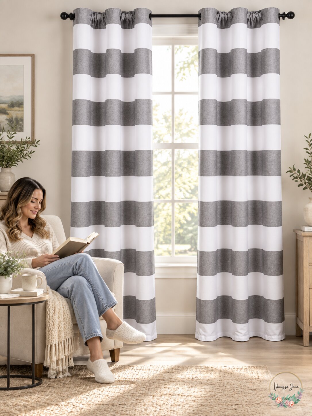 Ellery Homestyle Striped Rod Pocket Window Curtains