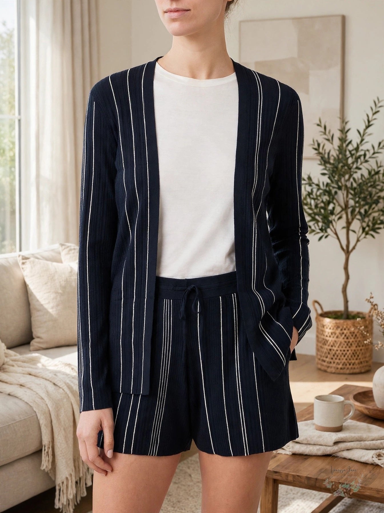 Theory Hankson Striped Cardigan, Size Small