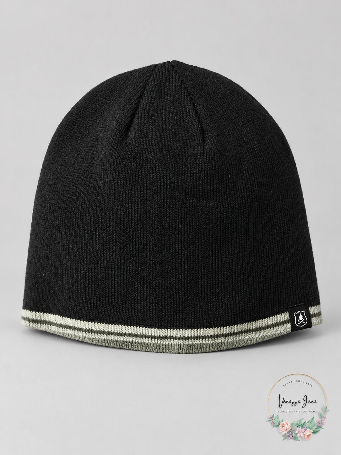 Nick Graham Striped Edge Beanie, Black OS