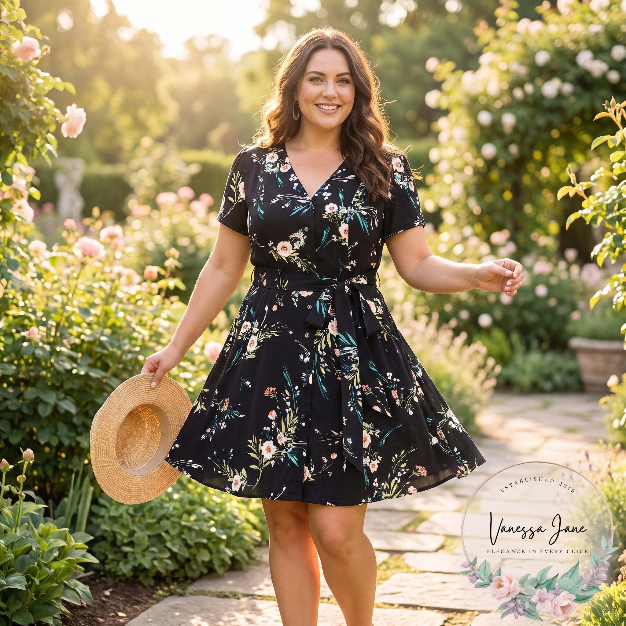 City Chic Plus Floral Button-Front Dress, Size 2XL