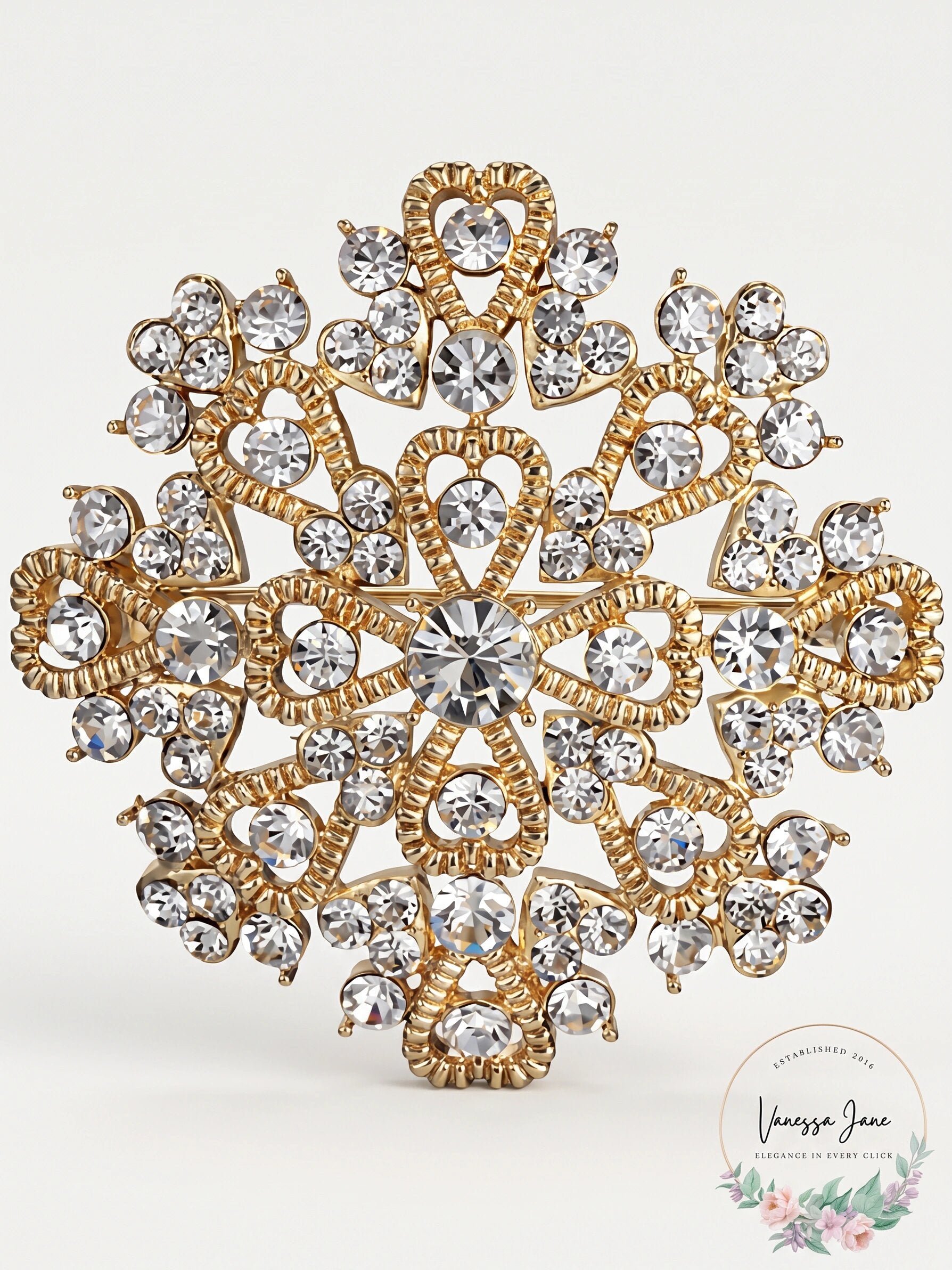 Charter Club Gold-Tone Crystal Heart Cluster Pin