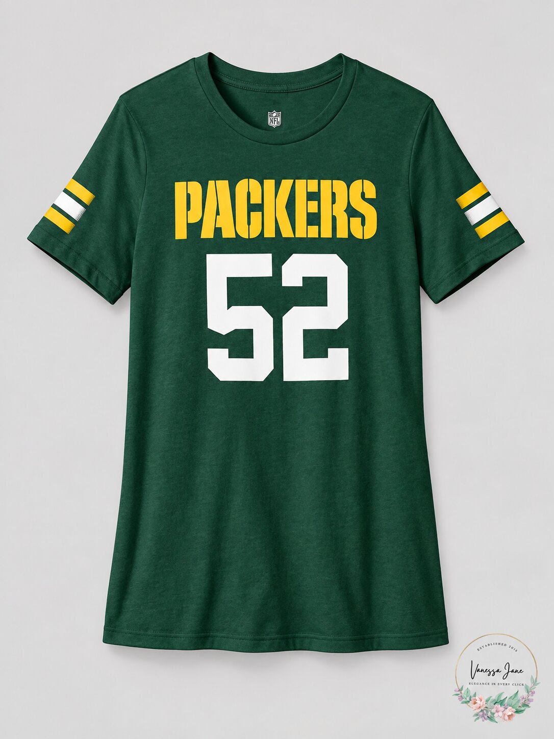 NFL Girls Clay Matthews Green Bay Packers Main Stripes V-Neck, Large/ 14