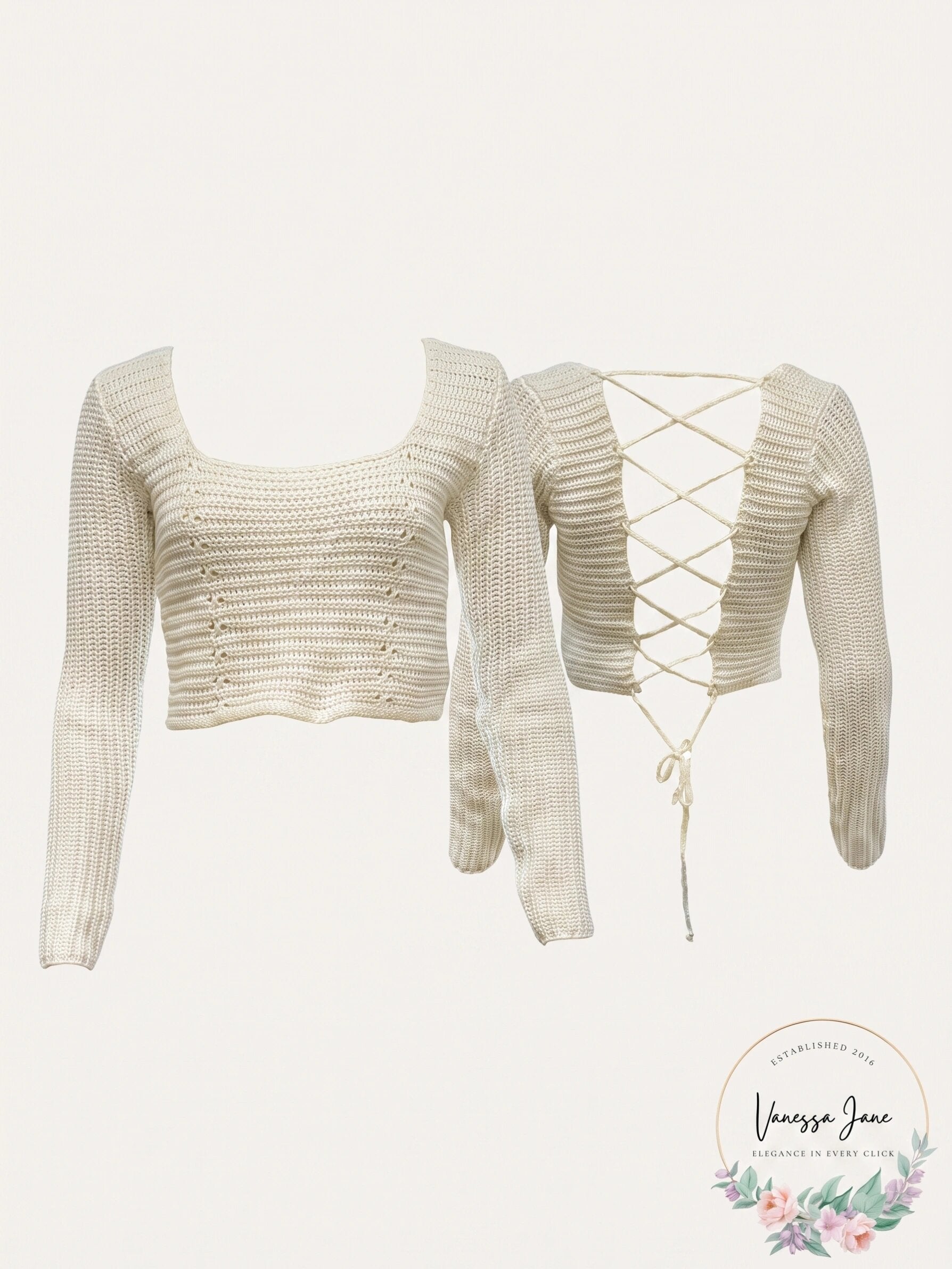 Lulus Tied Effects White Scoop Neck Lace-Up Cropped Sweater, Size Large