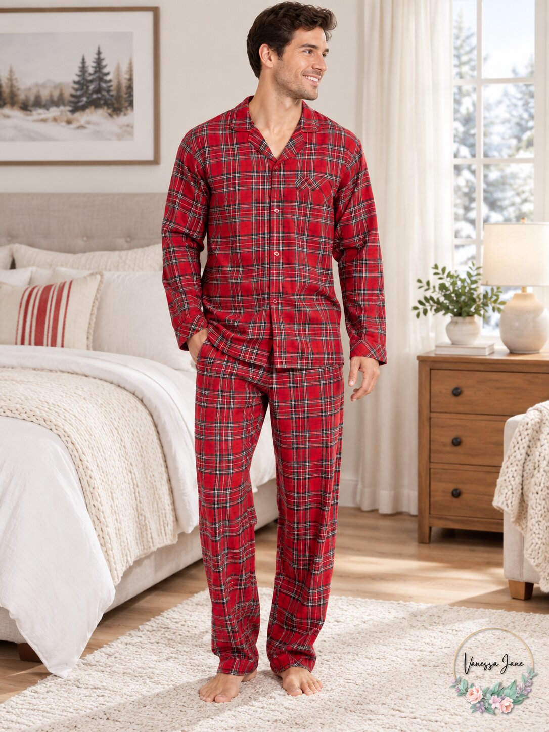 Family Pajamas Matching Mens Brinkley Plaid Family Pajama Set, Size Small