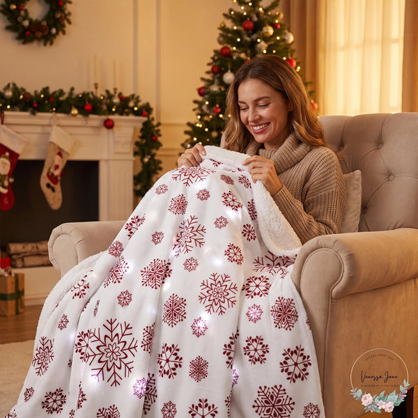 The Mountain Home Collection Led Holiday Printed Throw, 50 x 60