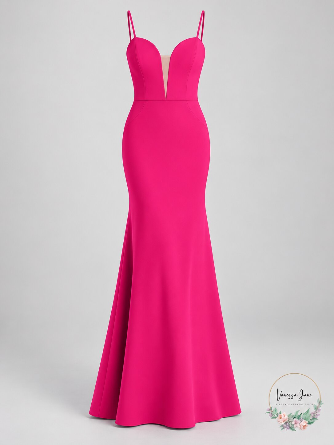 AQUA Formal Women's Plunge Neck Mermaid Gown