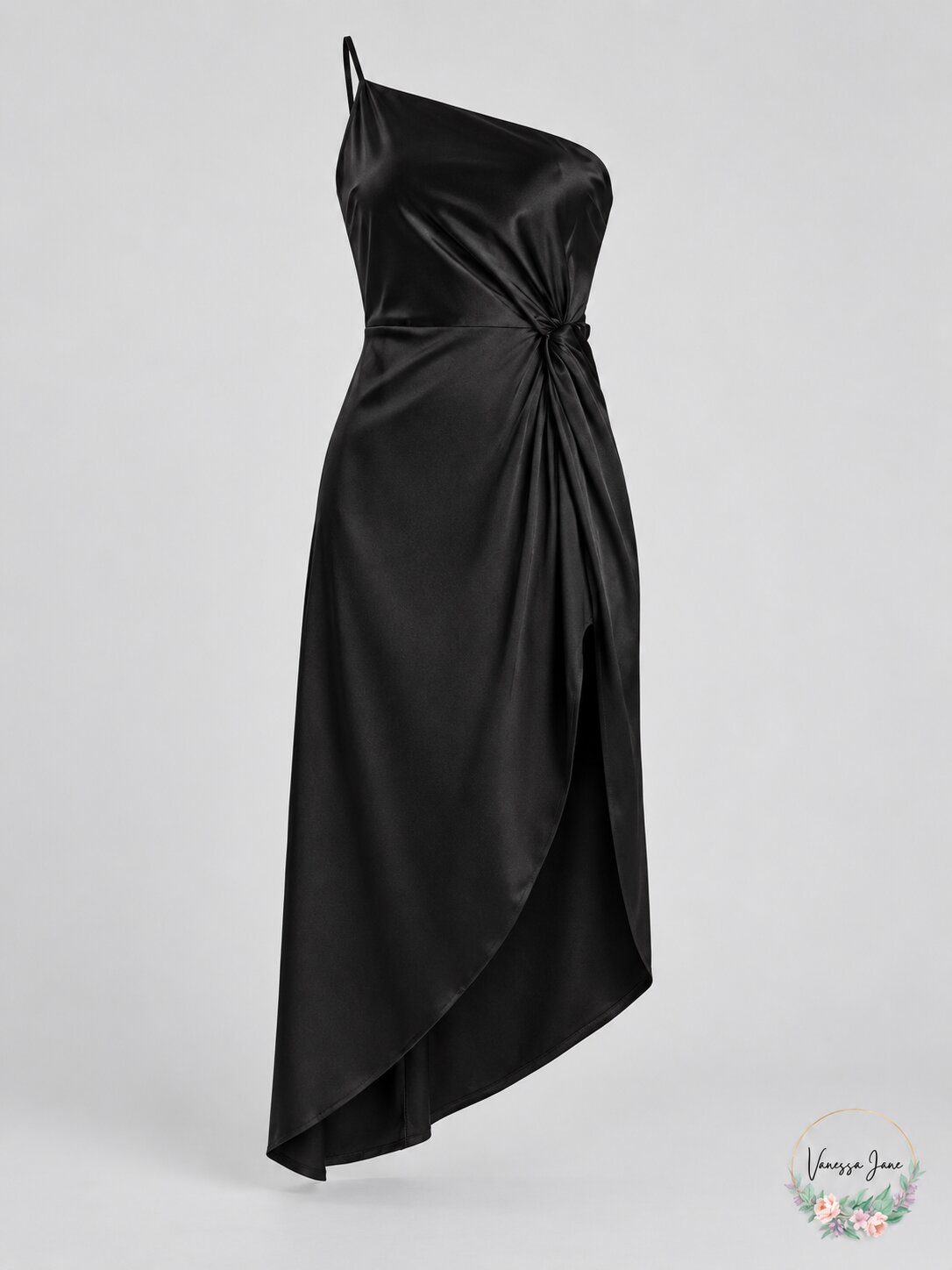 Aqua One Shoulder Asymmetric MIDI Dress, Large