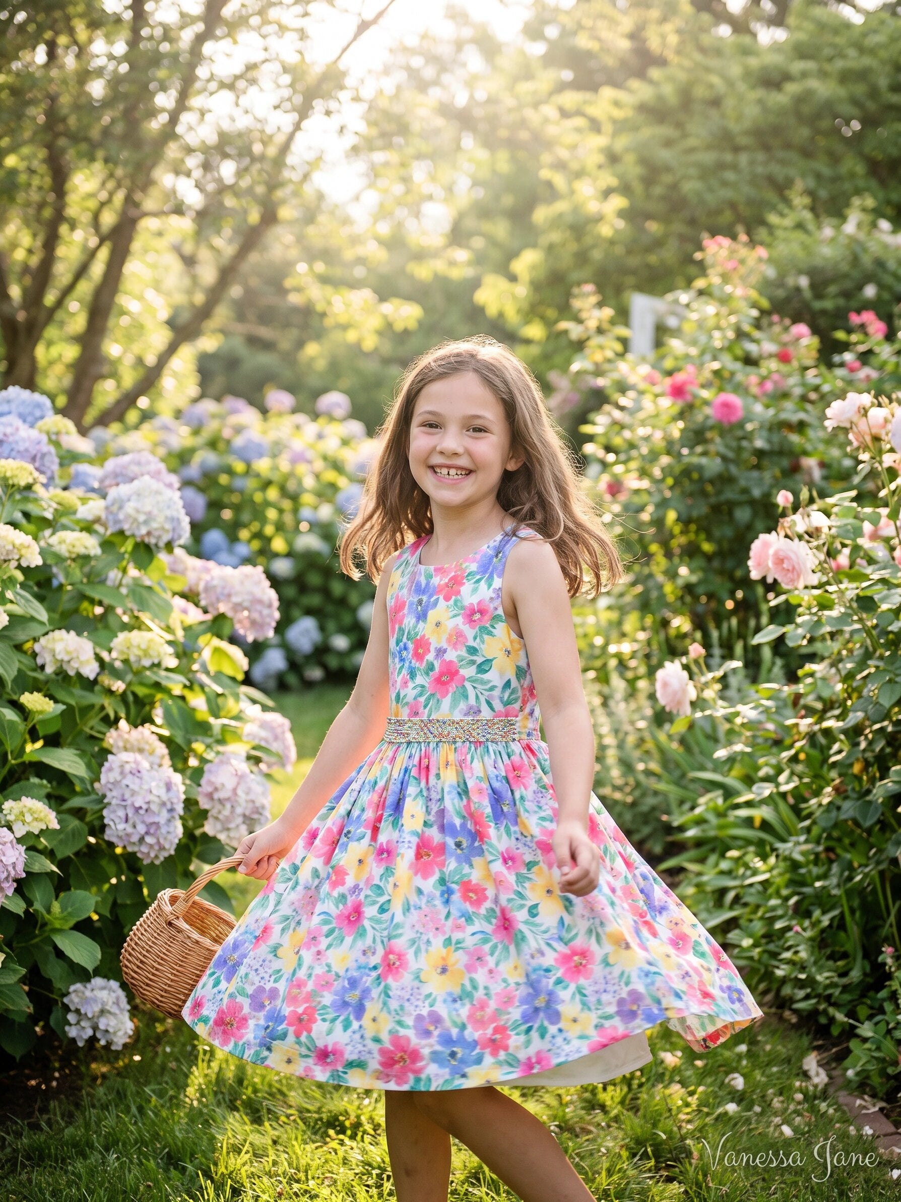 Monteau Big Girls Embellished Floral-Print Dress