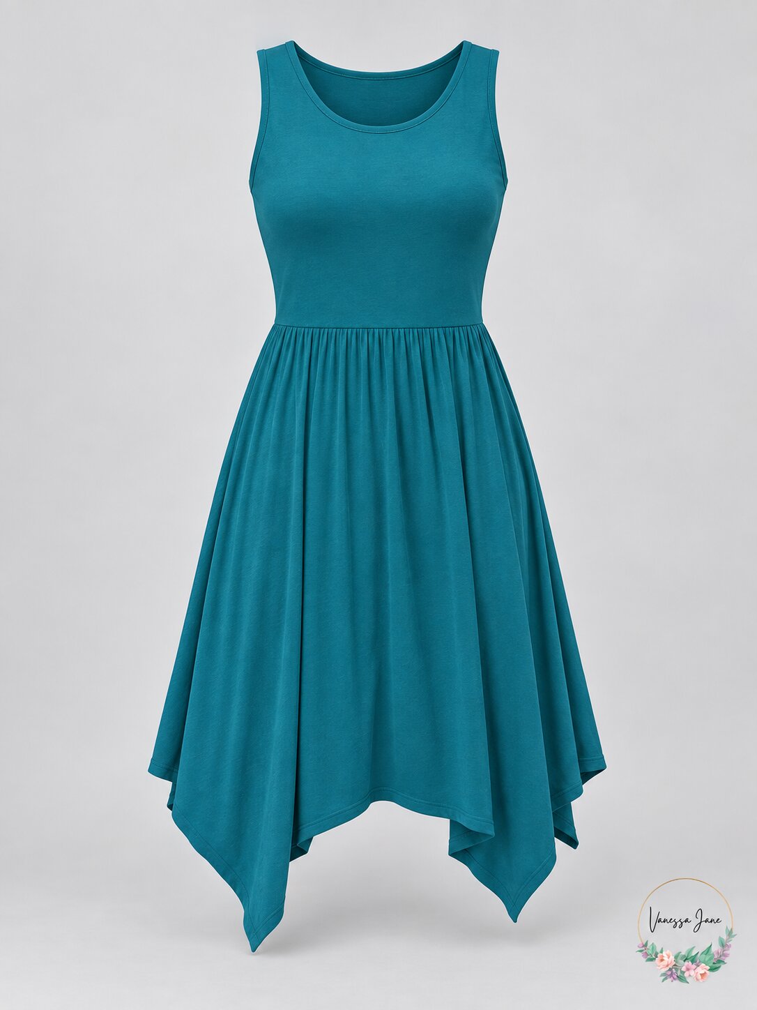 Chiclily Sleeveless Swing Dress w/ Pockets, Lake Blue, Sz S