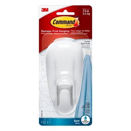 Command Large Bathroom Hook with Water-Resistant Strips, 2-Pack