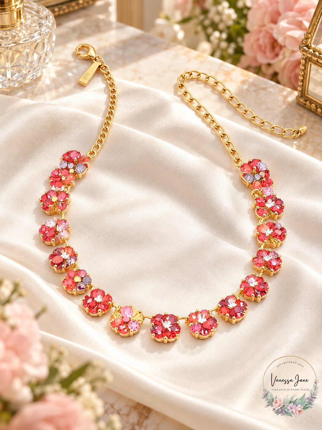 Inc Gold-Tone Pave Flower Strand Necklace, 17 + 3 Extender