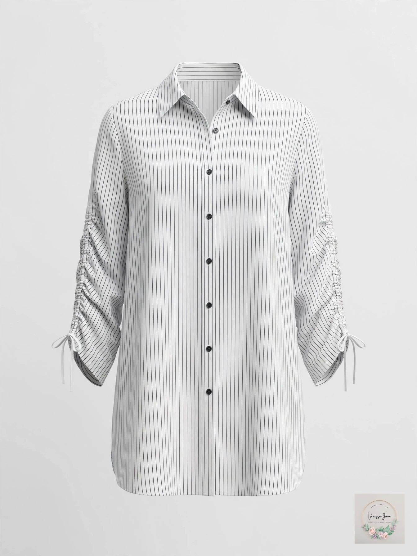Bar III Womens White Button Down Ruched Sleeves 3/4 Sleeve Top,Size XS