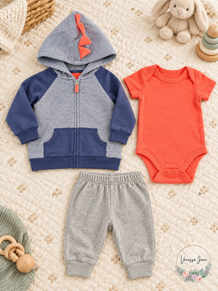 Carters Baby Boys 3-Pc. Hooded Fleece Jacket, Bodysuit and Pants
