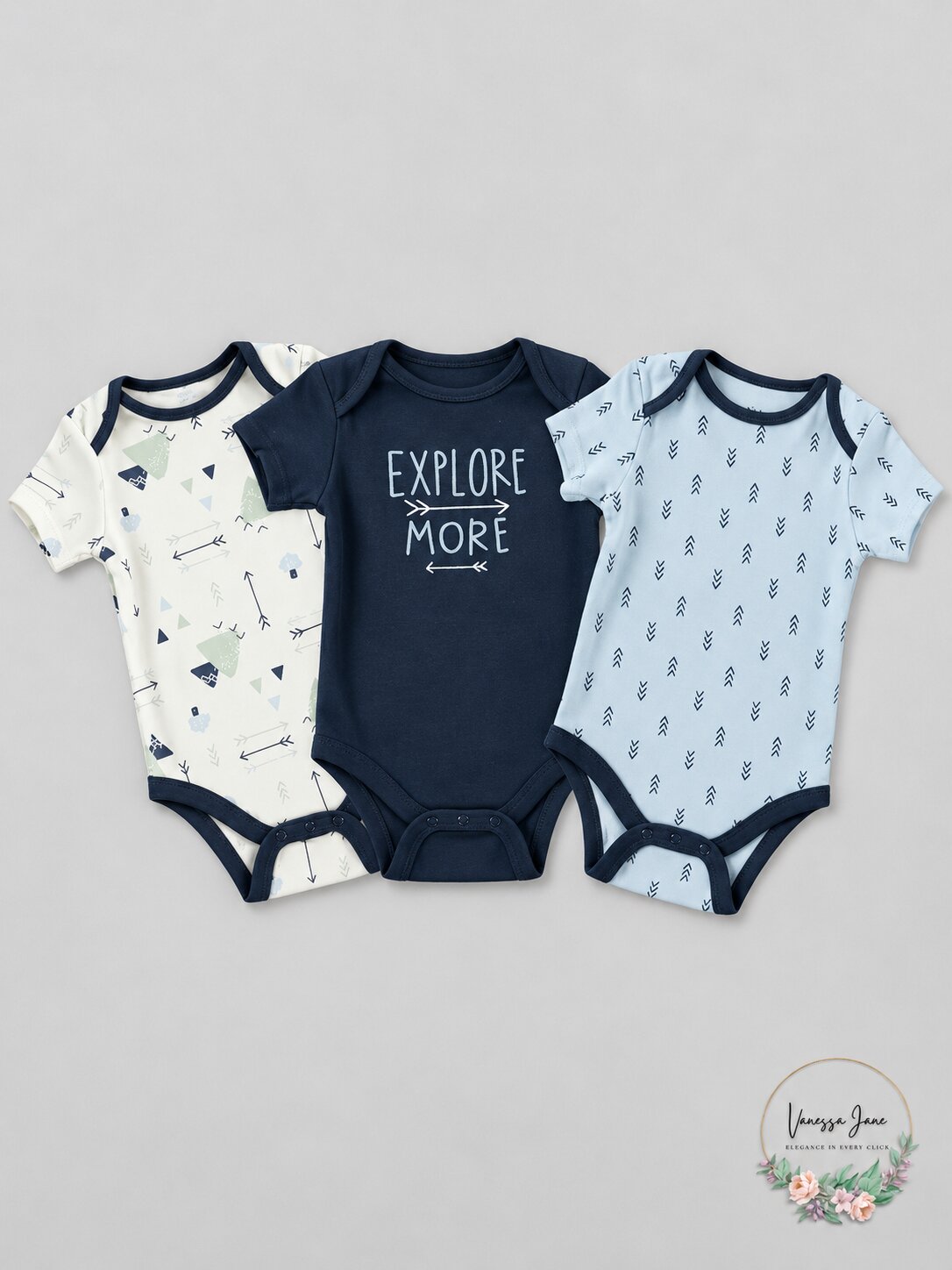 Chickpea Cutie Pie Baby Boys 3-PC. Printed Bodysuits Set, 3-6 Months