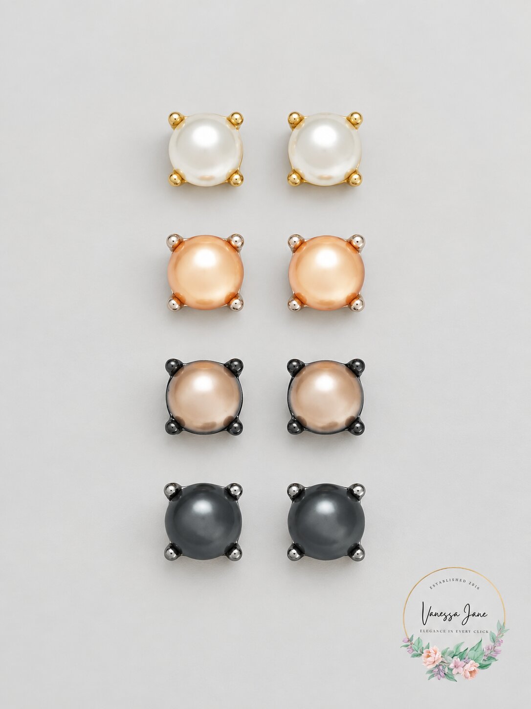INC Two-Tone 4-Pc. Set Imitation Pearl Stud Earrings