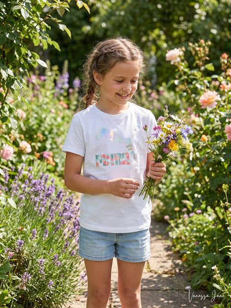 PUMA Big Girls Flower Aura Pack Graphic T-shirt, Size Large