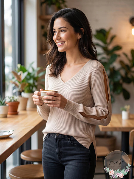 1.state Split-Sleeve V-Neck Top, Size Small