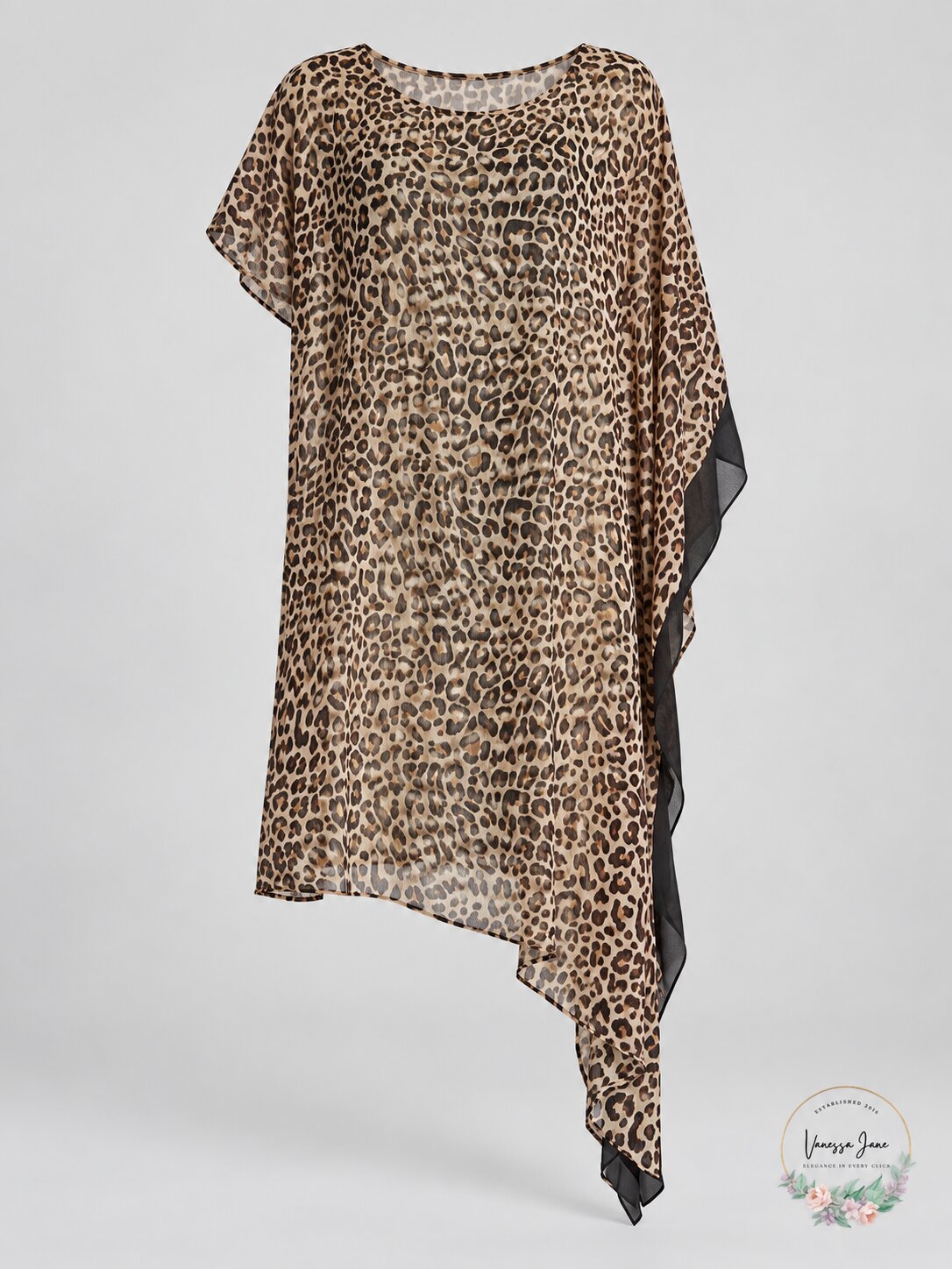 DKNY Women’s Leopard-Print Asymmetrical Dress – Suntan – Size M