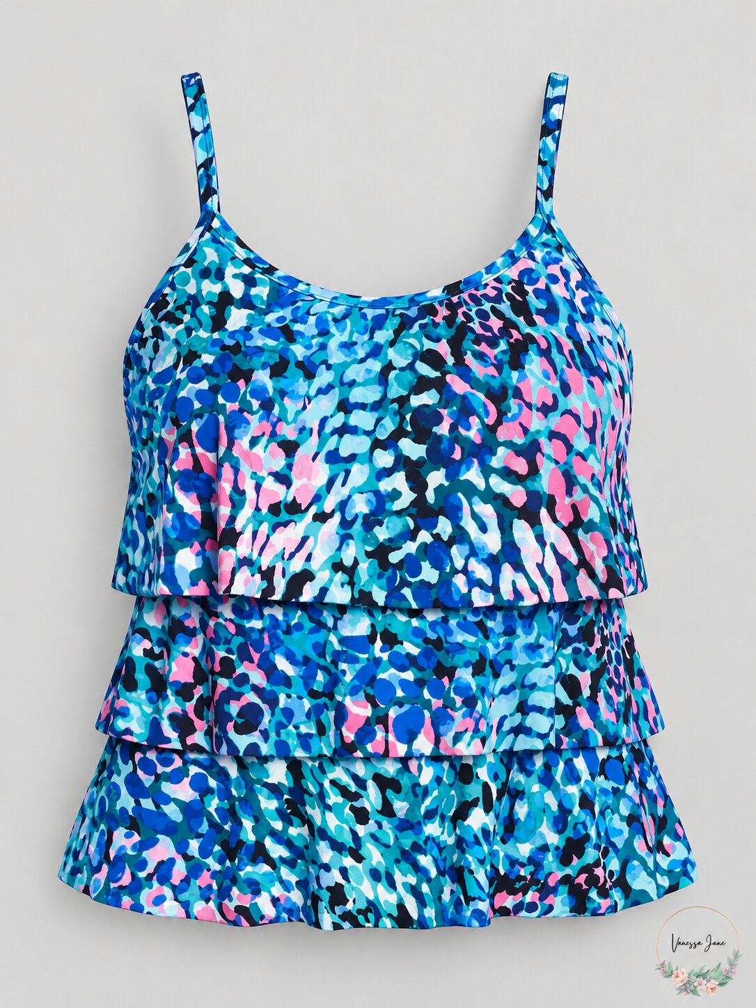 Swim Solutions Printed Triple-Tier Tankini Top
