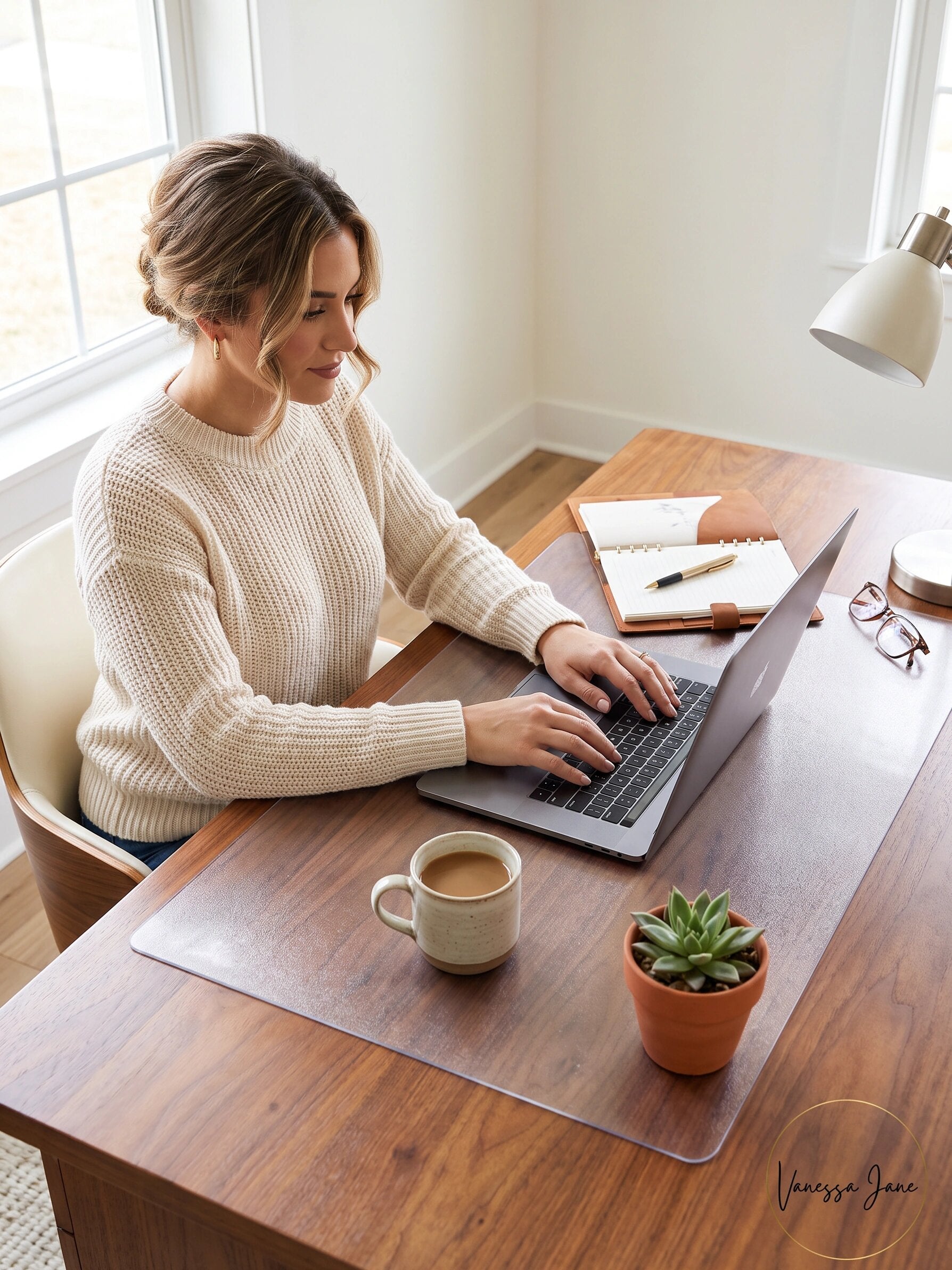 Office Desk Mat Clear Textured –20 x 36 Inch Plastic Computer Pad for Desk