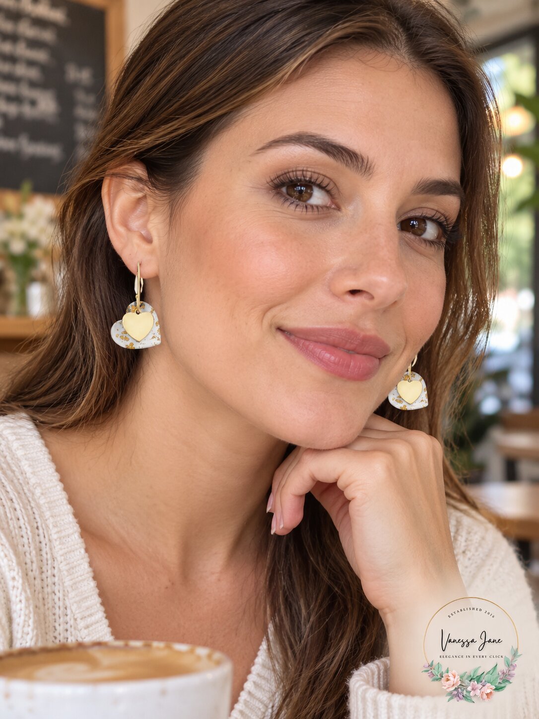 Inc Gold-Tone Resin Heart Drop Earrings