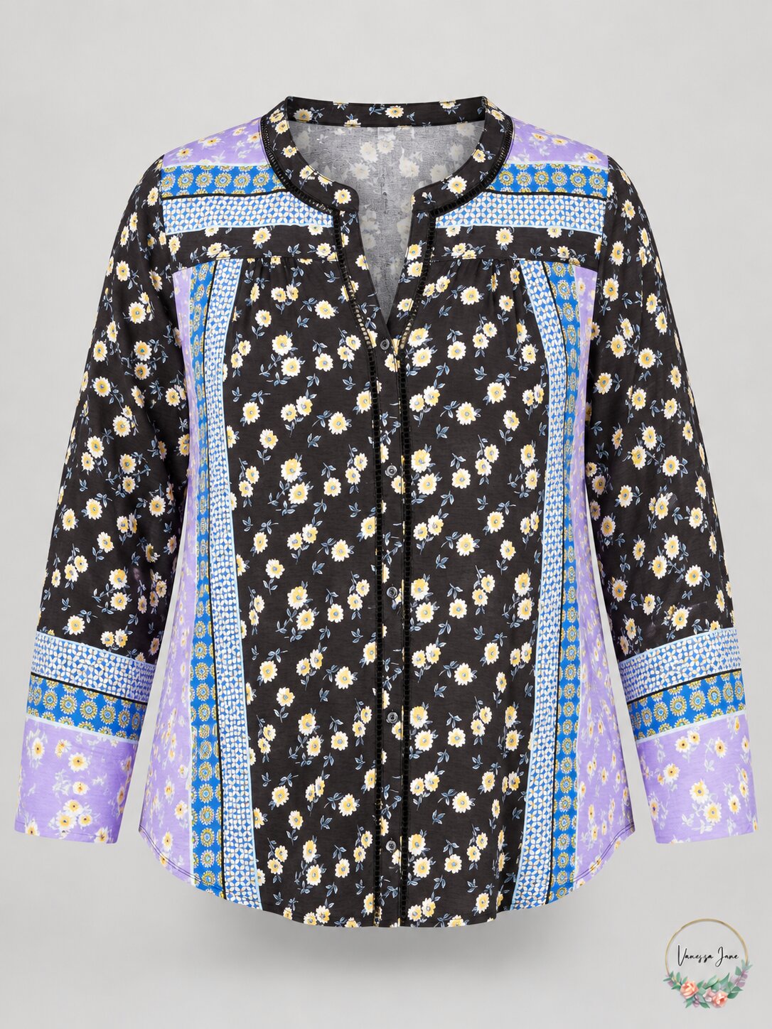 Style & Co. Womens Plus Mixed Button Down Blouse