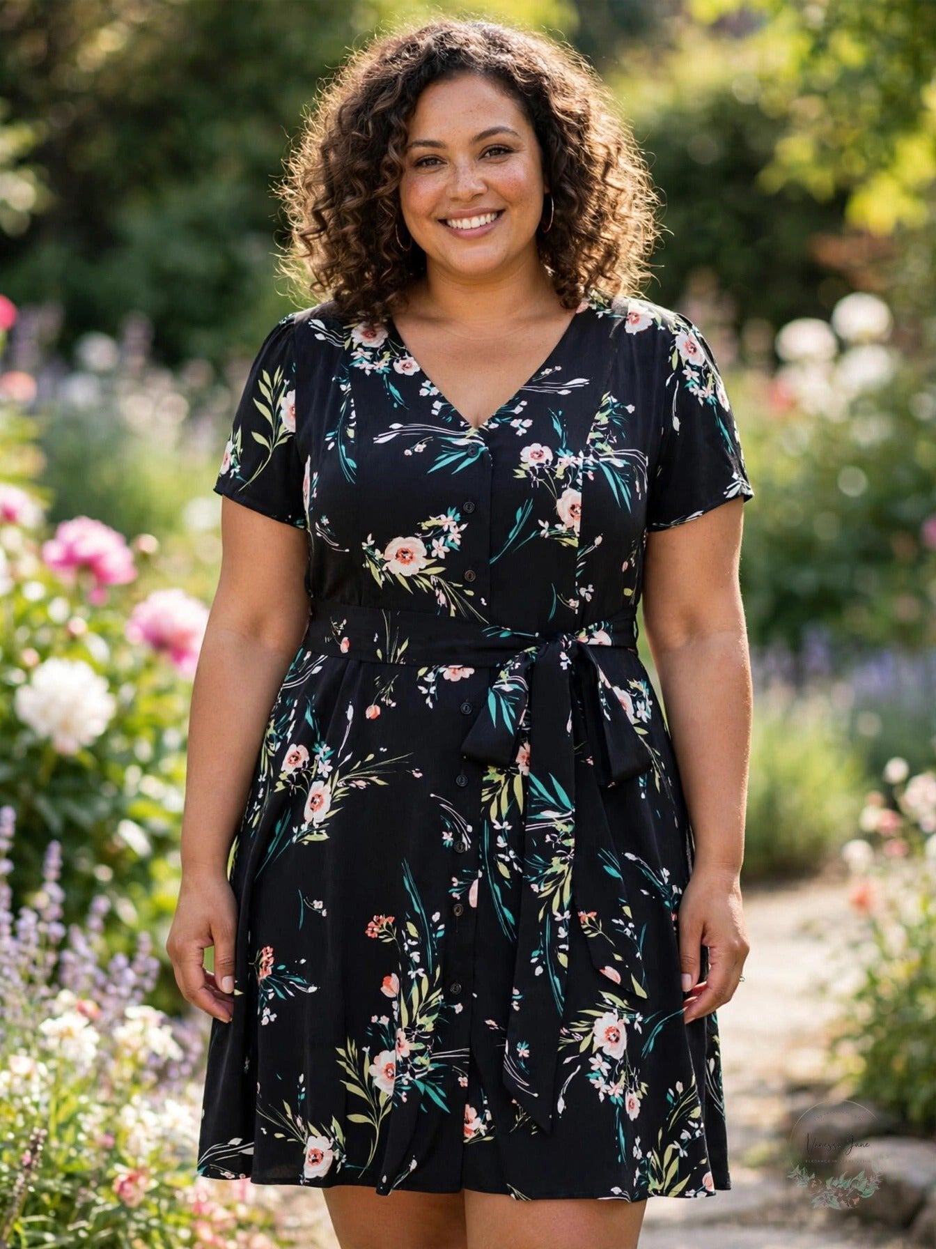 City Chic Plus Floral Button-Front Dress, Size 2XL