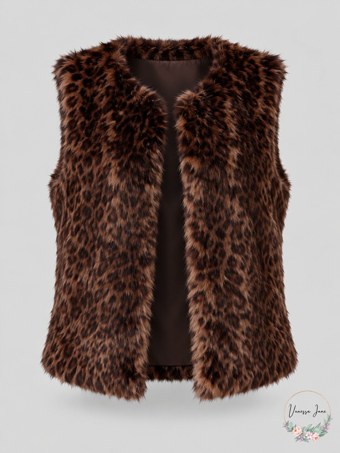 Tahari Asl Leopard-Print Faux-Fur Vest,Size Small