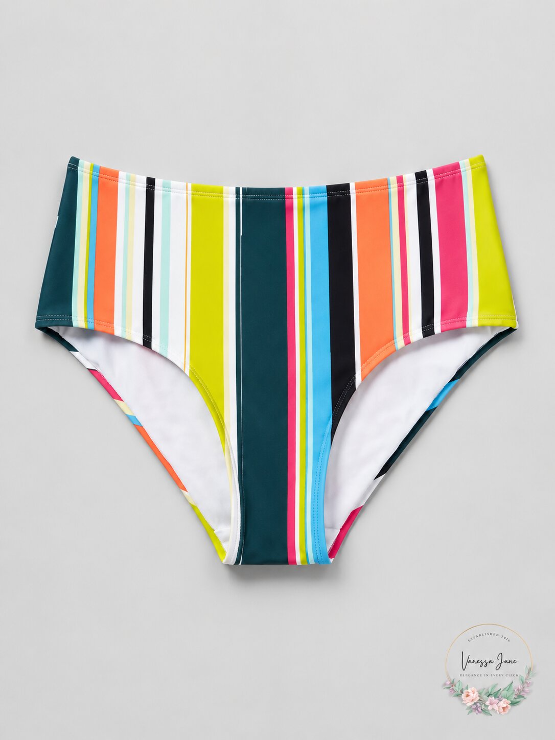 Anne Cole Clearwater Stripe Mid-Rise Bikini Bottoms