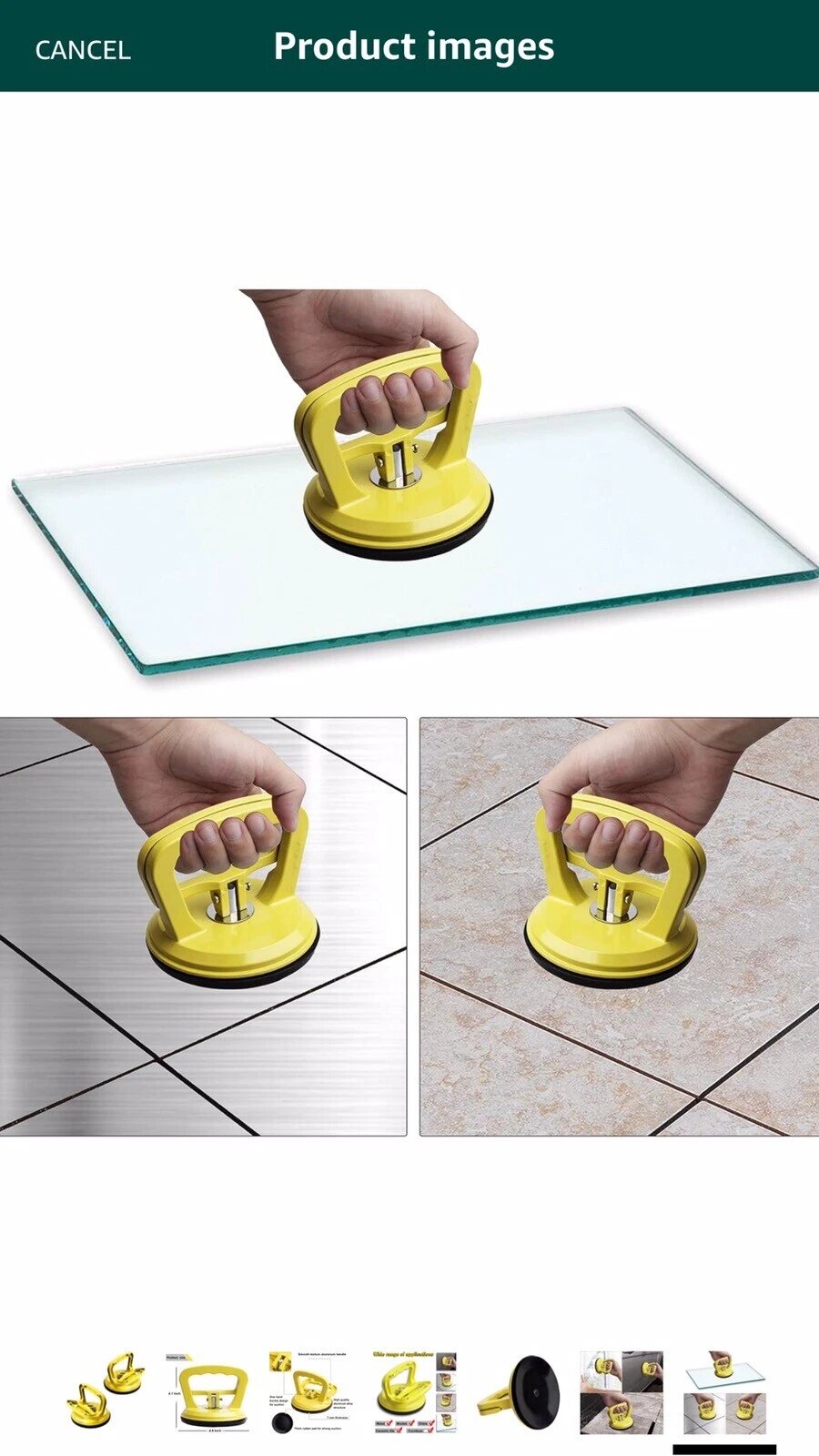 2-Pack FCHO Heavy-Duty Aluminum Glass Suction Cup Vacuum Plate Puller Handles