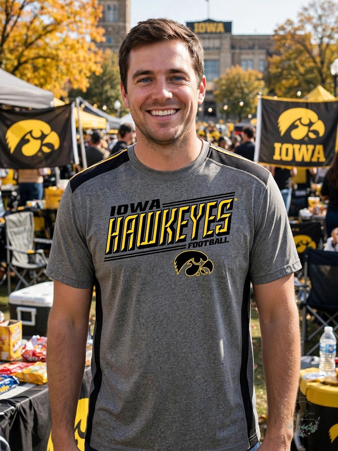 Old Varsity Iowa Hawkeyes Adult Men's T-shirt, Size Large