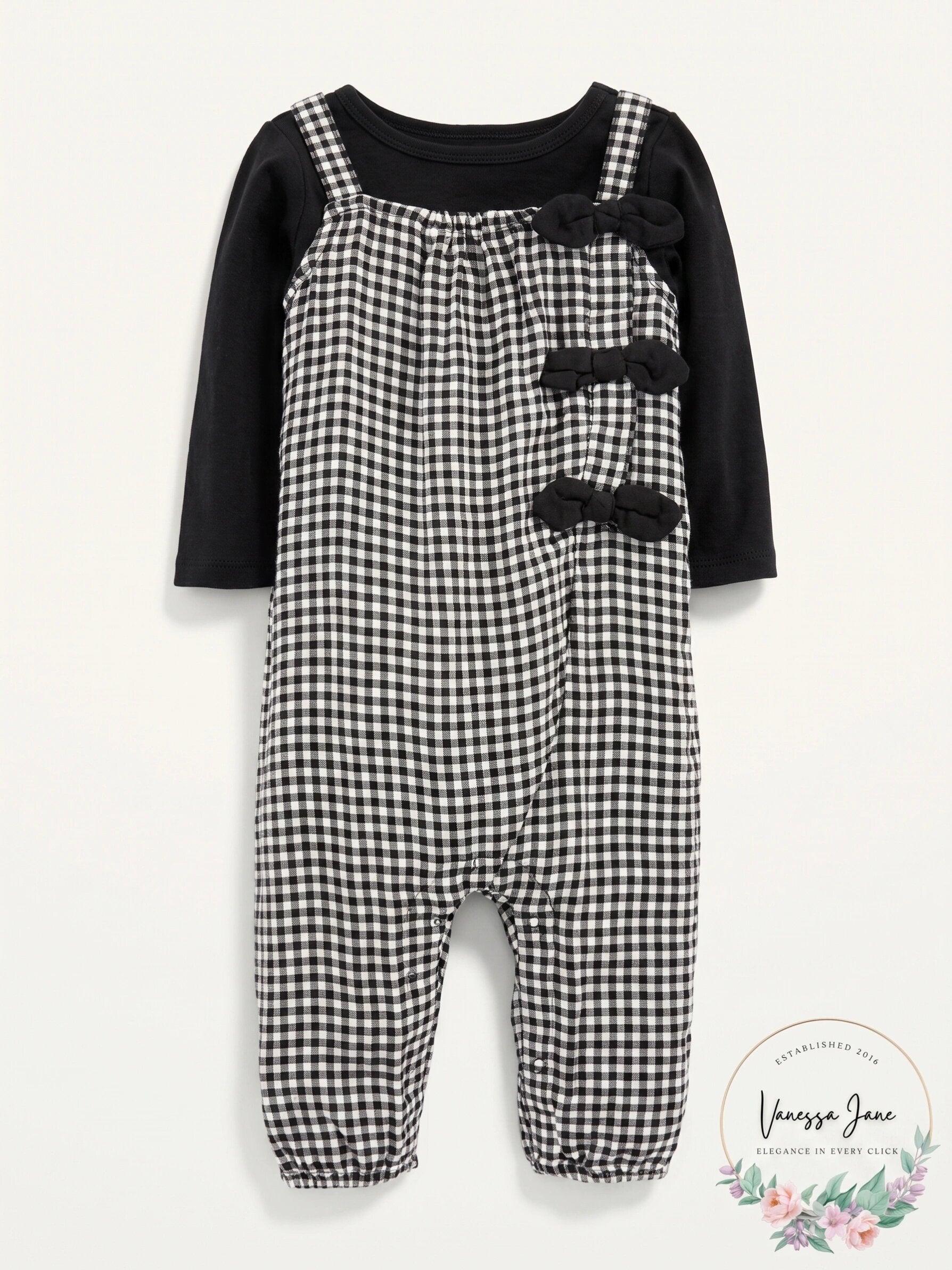 Carter's Baby Girls 2-Pc. T-Shirt and Gingham Jumpsuit Set