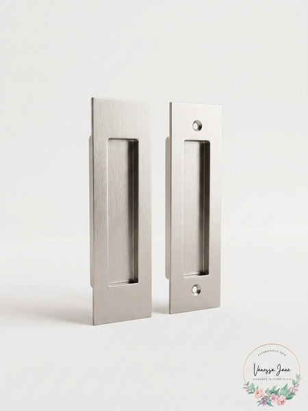 Emtek Dummy Narrow Modern Rectangular Pocket Door Handle Set