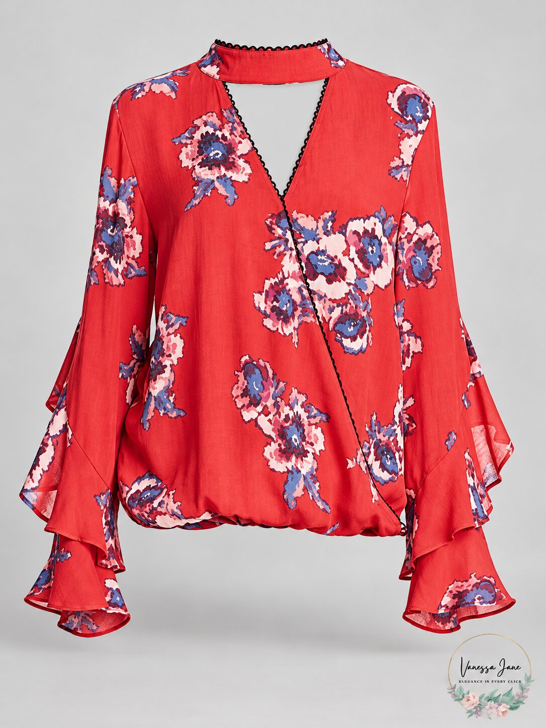Banjara Womens Floral Print Ruffle Blouse
