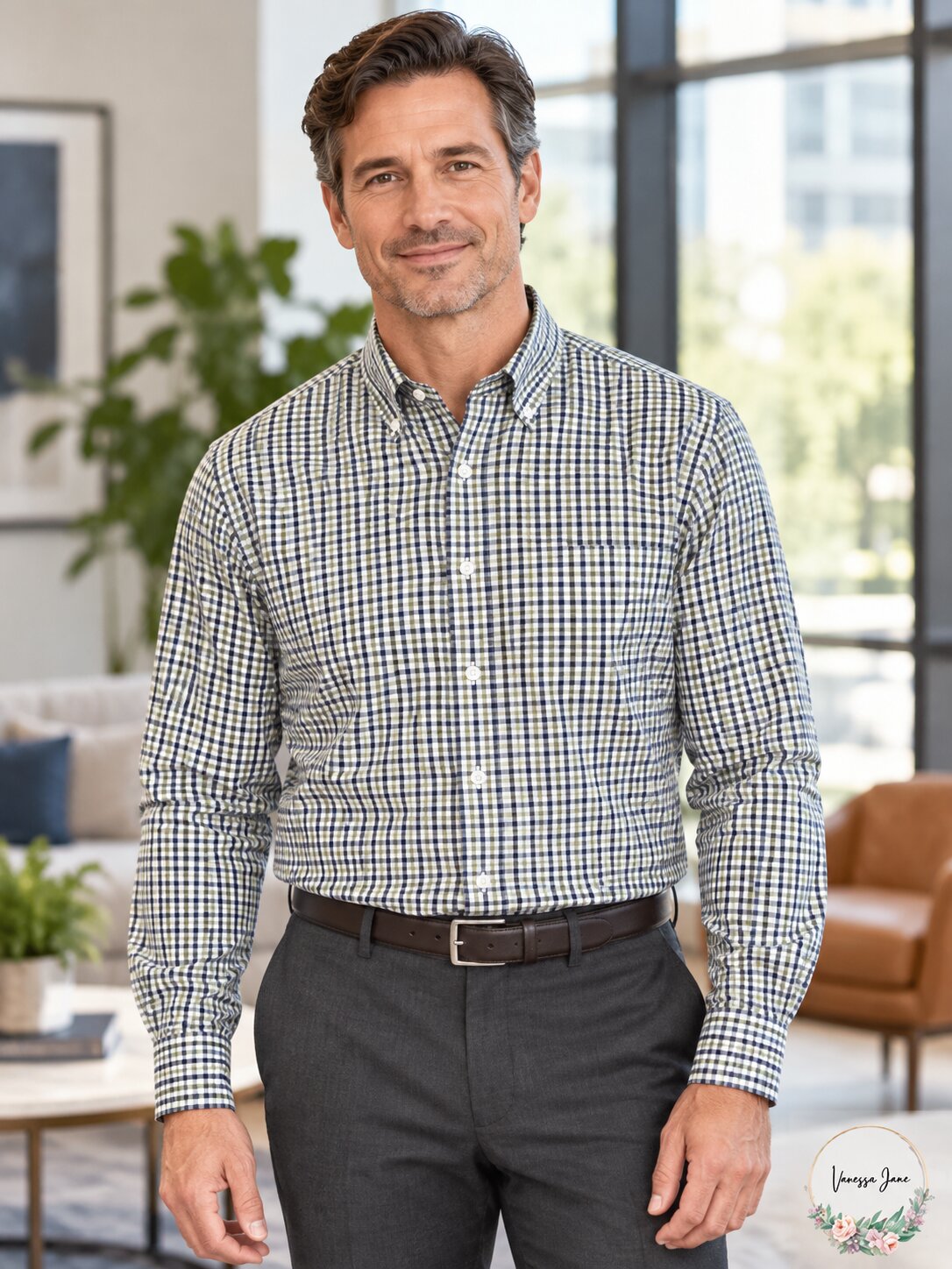 Club Room Men's Classic-Fit Multi-Gingham Dress Shirt