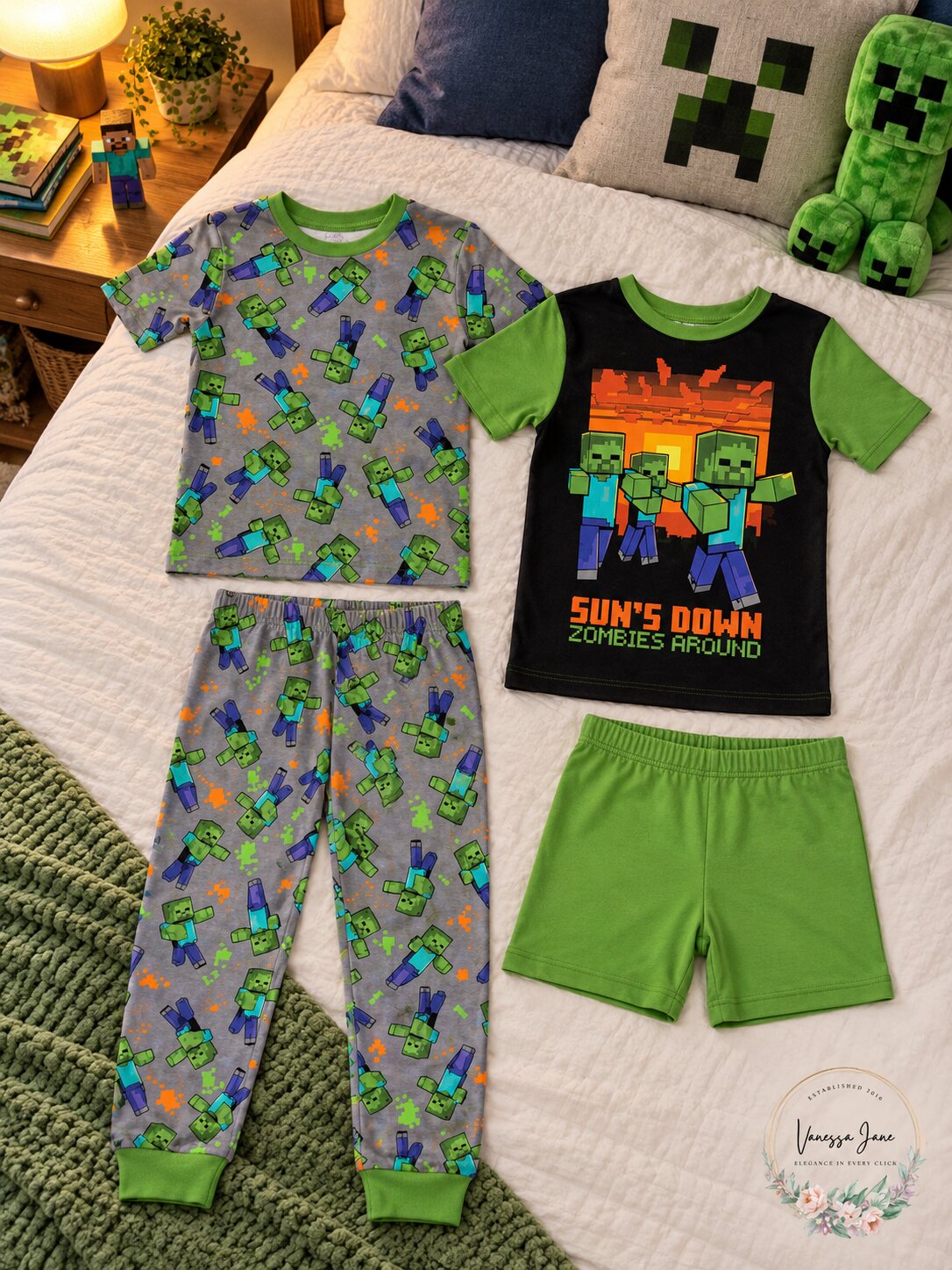 Minecraft Little Boys 4 Piece Cotton Pajama Set