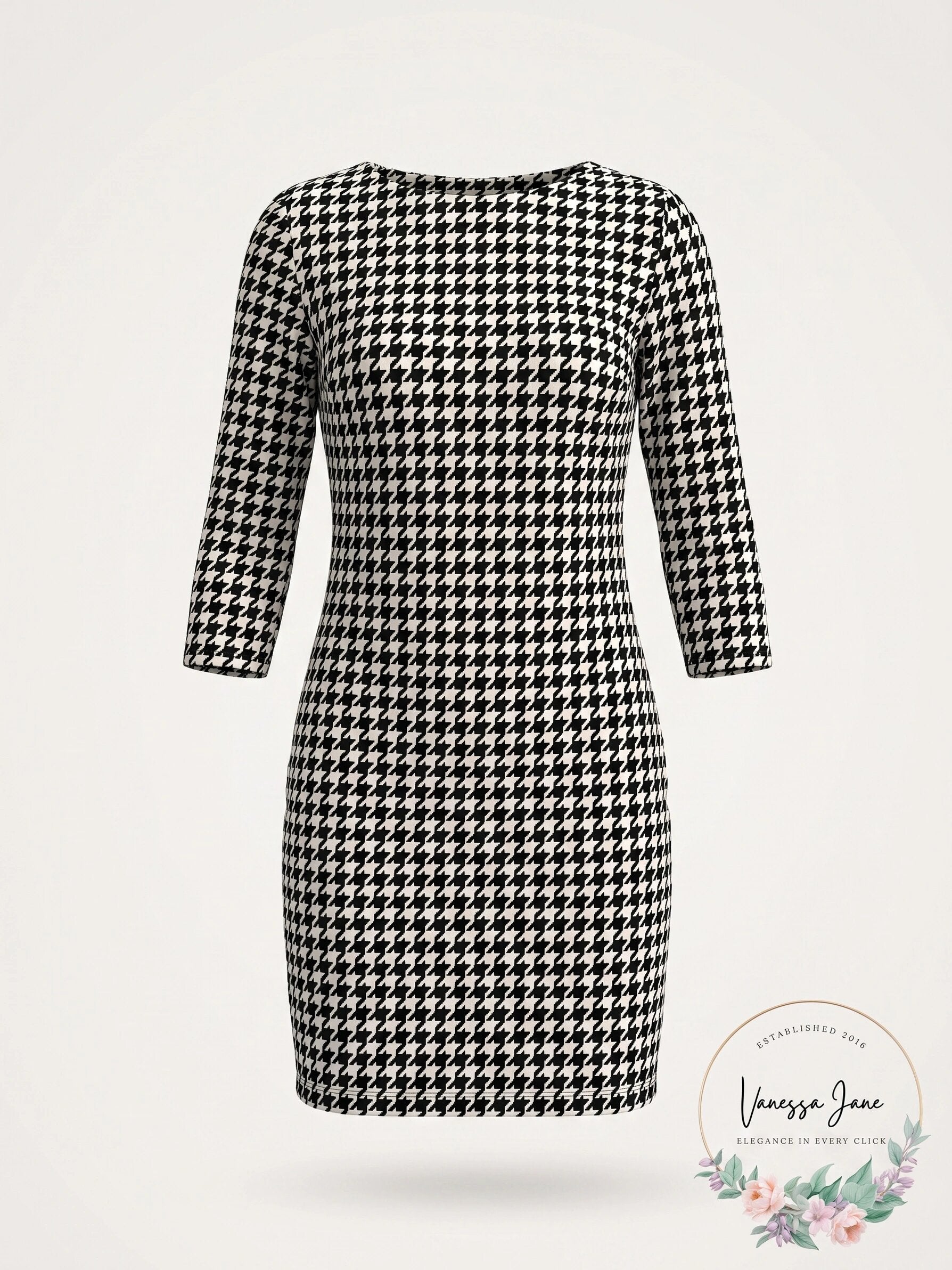 Jessica Howard Women's Glitter Houndstooth Sheath Dress Black
