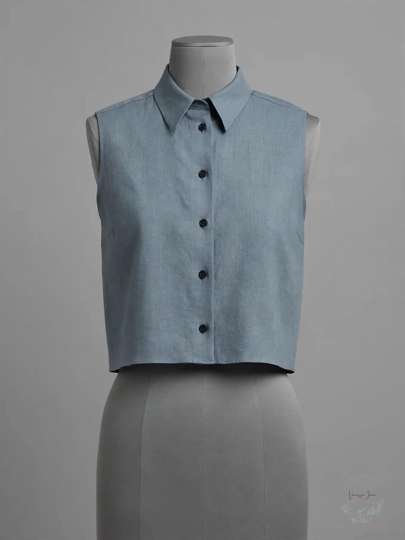 Theory Shrunken Button-Down Sleeveless Shirt, Size XS