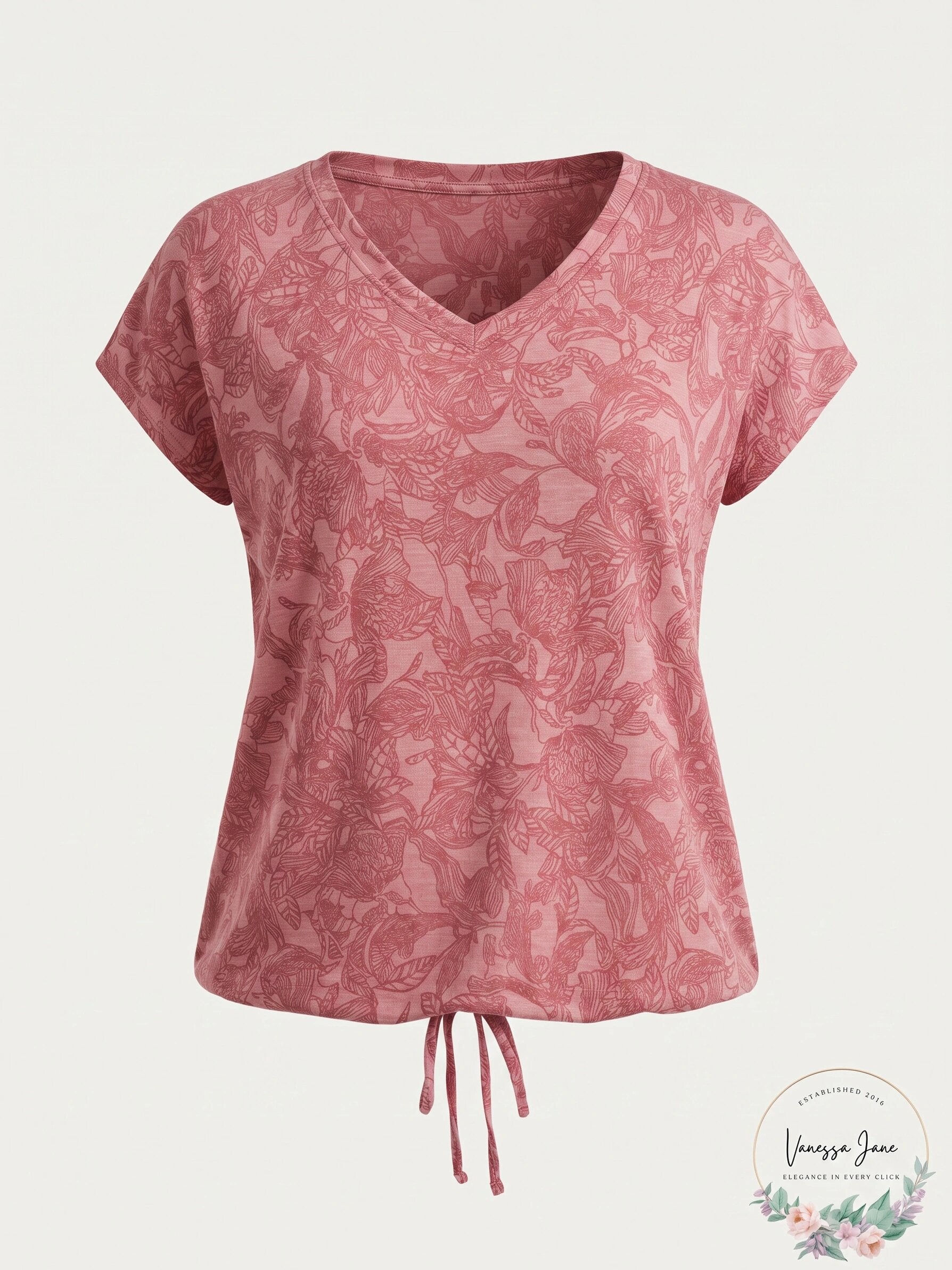 Ideology Womens Printed Drawstring T-Shirt, Size Large