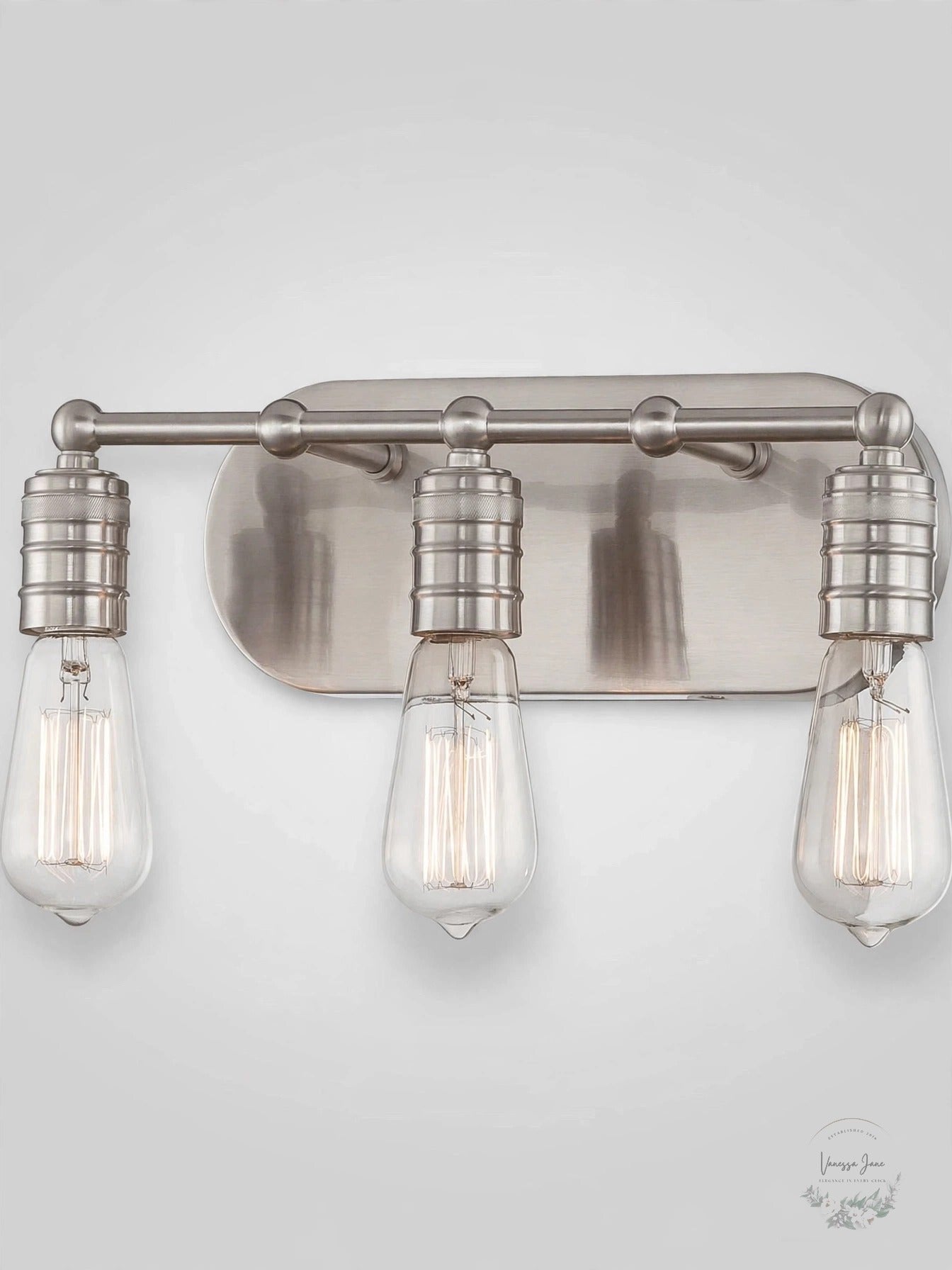 Minka Lavery 5135-84 Downtown Edison 3-Light Bath Vanity Light, Brushed Nickel