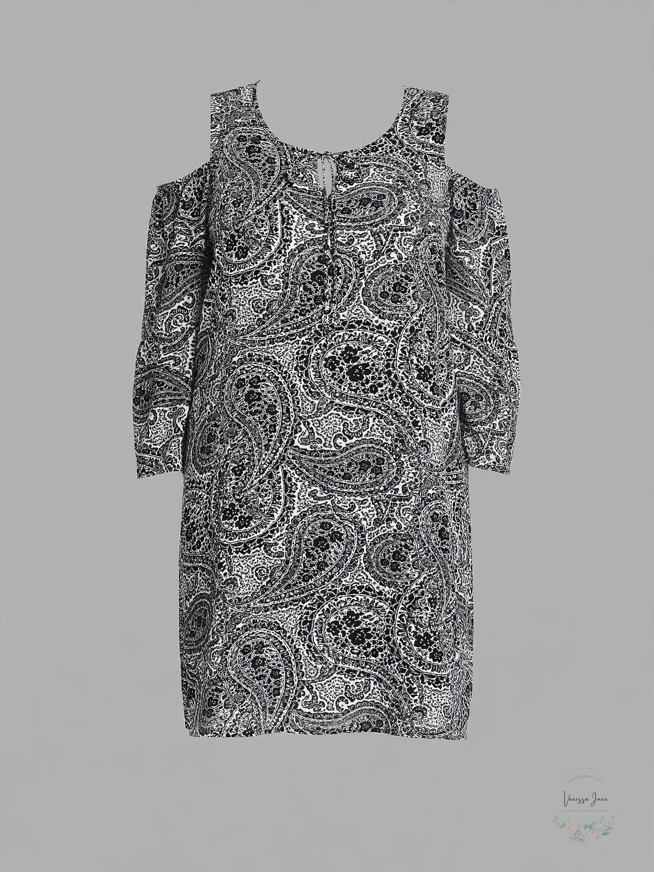 Cupio Plus Paisley-Print Cold-Shoulder Dress, Size 3X