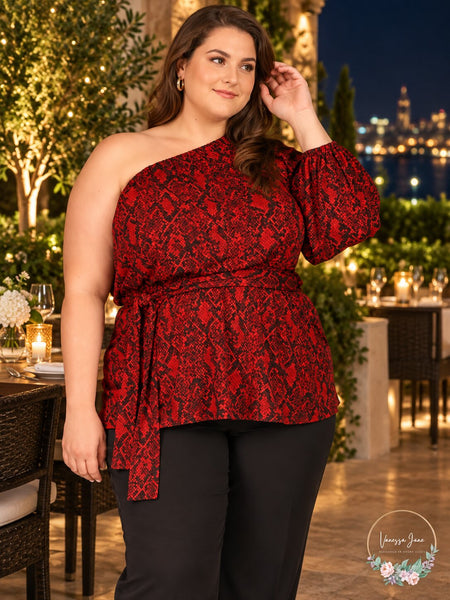 Michael Michael Kors Plus Size Python One Shoulder Tunic