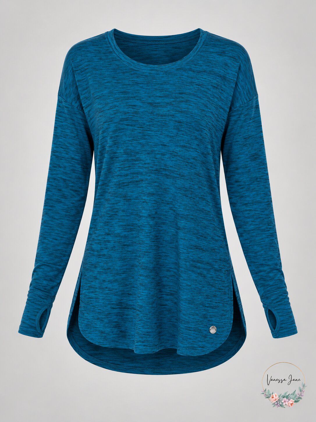 Ideology Essential Long-Sleeve Lace-Up Back T-Shirt Blue S