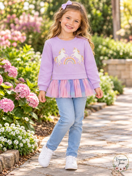 Kids Headquarters Unicorns Peplum Tunic, Size 12-18 Months